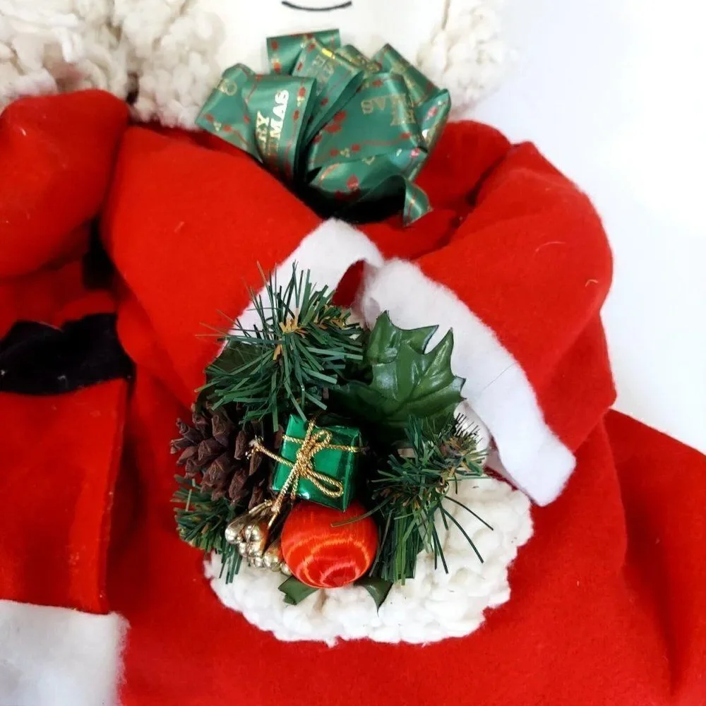 Large Vintage Handmade Christmas Yarn Santa Mrs. Claus Dolls Display Decoration